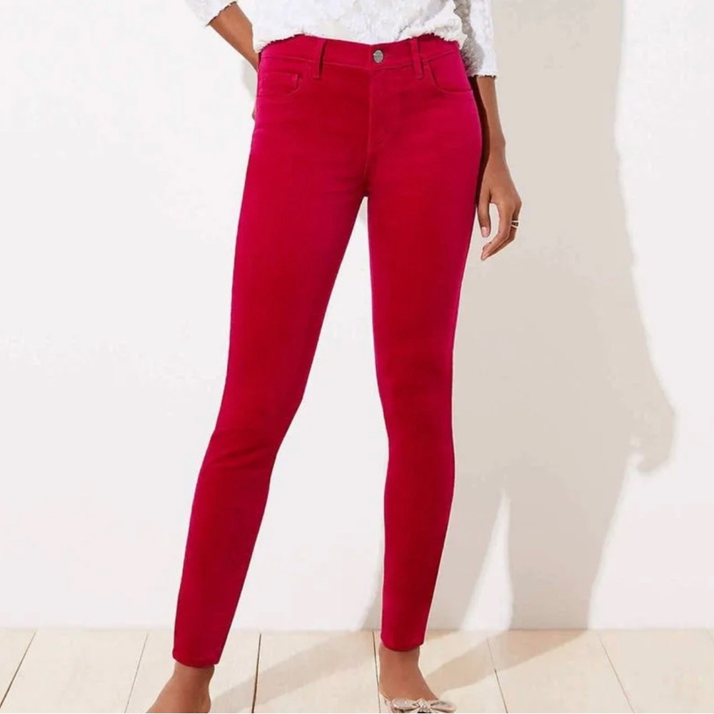 NWT Hot Pink / Magenta Ann Taylor Loft Velvet Skinny Pants Size 2|26